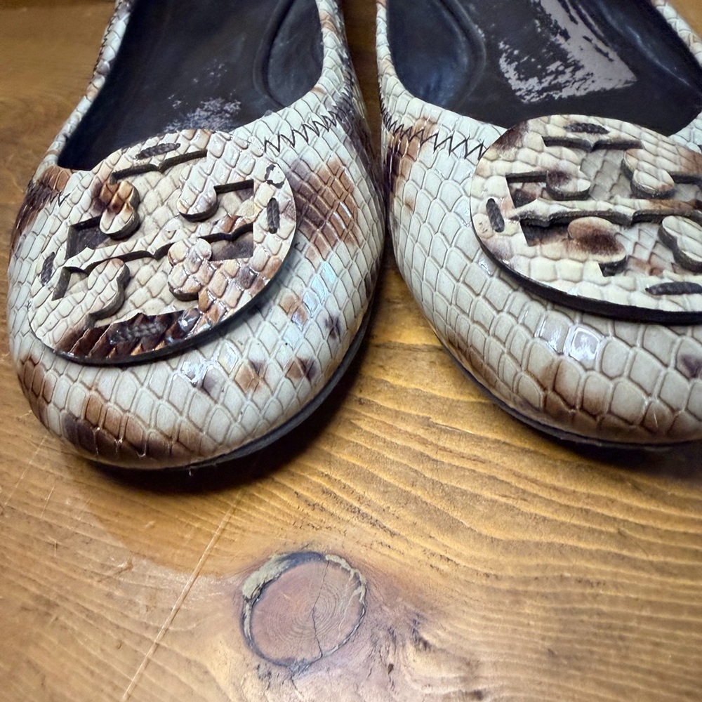 Tory Burch Snakeskin Patterned Ballet Flats